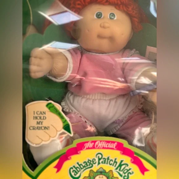 The Official Cabbage Patch Doll in Pink Outfit, holding purple crayon - Picture 2 of 6